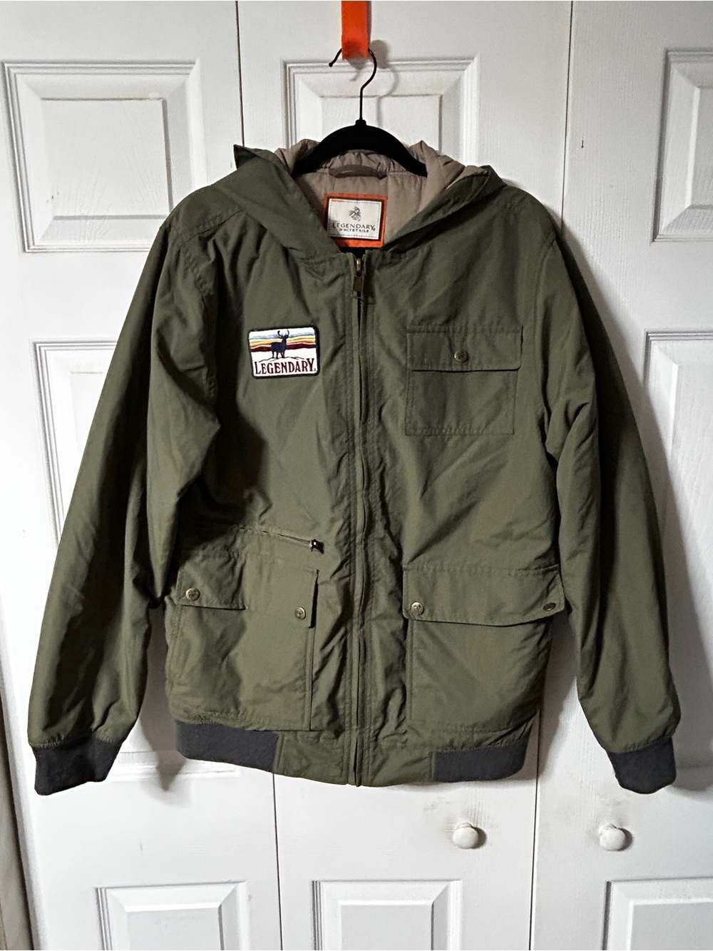 Legendary Whitetails Men's Olive Hooded Zip-Up Bomber Jacket